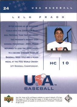 2002 Upper Deck USA Baseball National Team #24 Lelo Prado Back