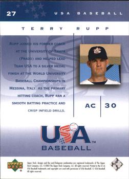 2002 Upper Deck USA Baseball National Team #27 Terry Rupp Back