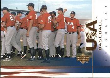 2002 Upper Deck USA Baseball National Team #30 Team USA Checklist Front