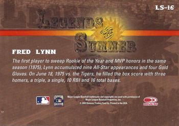 2003 Donruss Signature - Legends of Summer Autographs #LS-16 Fred Lynn Back