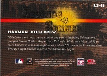 2003 Donruss Signature - Legends of Summer Autographs #LS-18 Harmon Killebrew Back