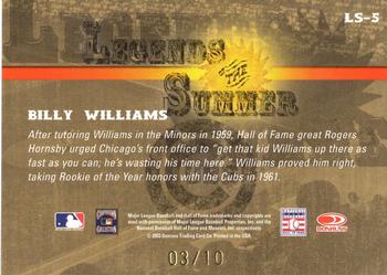 2003 Donruss Signature - Legends of Summer Autographs Decade #LS-5 Billy Williams Back