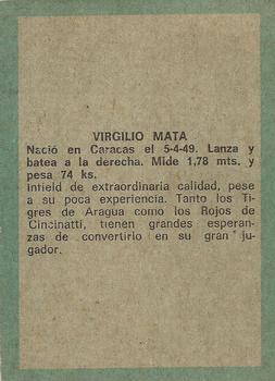 1970 Ovenca Venezuelan #7 Virgilio Mata Back