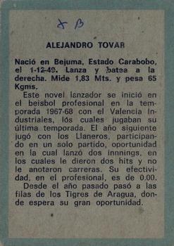 1970 Ovenca Venezuelan #10 Alejandro Tovar Back