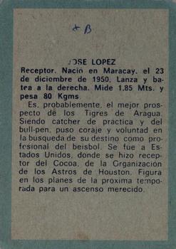 1970 Ovenca Venezuelan #12 Jose Lopez Back