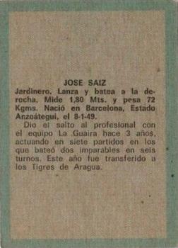 1970 Ovenca Venezuelan #15 Jose Saiz Back