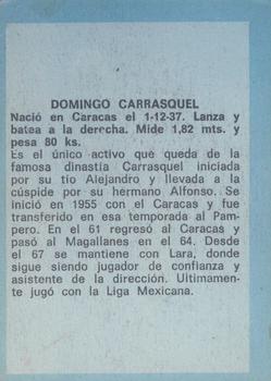 1970 Ovenca Venezuelan #50 Domingo Carrasquel Back