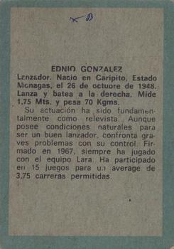 1970 Ovenca Venezuelan #52 Ednio Gonzalez Back
