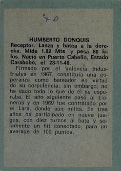 1970 Ovenca Venezuelan #53 Humberto Donquis Back