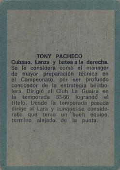 1970 Ovenca Venezuelan #56 Tony Pacheco Back