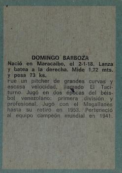 1970 Ovenca Venezuelan #58 Domingo Barboza Back