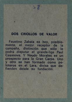 1970 Ovenca Venezuelan #59 Faustino Zabala / Neudo Morales Back