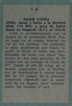 1970 Ovenca Venezuelan #63 Alexis Corro Back