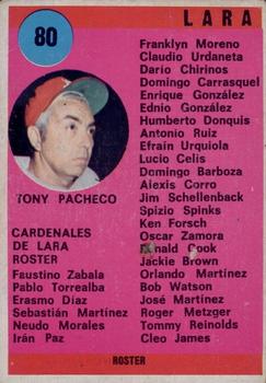 1970 Ovenca Venezuelan #80 Tony Pacheco Front