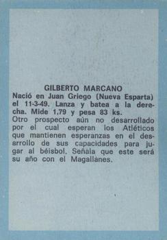 1970 Ovenca Venezuelan #92 Gilberto Marcano Back