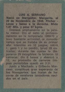 1970 Ovenca Venezuelan #93 Luis A. Serrano Back