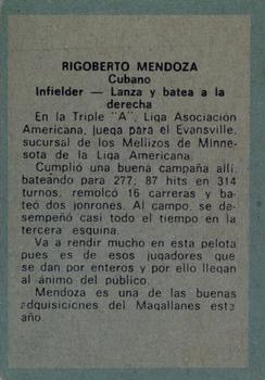 1970 Ovenca Venezuelan #116 Rigoberto Mendoza Back