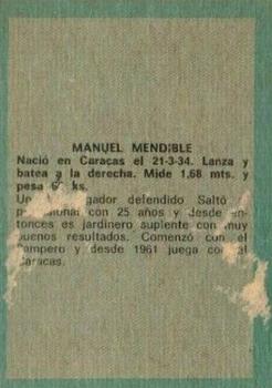 1970 Ovenca Venezuelan #132 Manuel Mendible Back