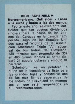 1970 Ovenca Venezuelan #155 Rich Scheinblum Back