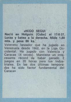 1970 Ovenca Venezuelan #156 Diego Segui Back