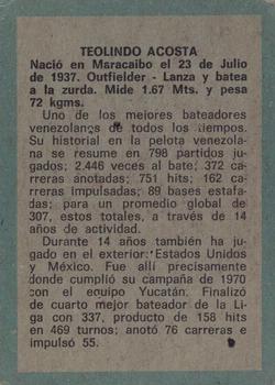 1970 Ovenca Venezuelan #162 Teolindo Acosta Back