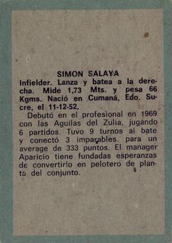 1970 Ovenca Venezuelan #166 Simon Salaya Back