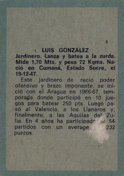 1970 Ovenca Venezuelan #169 Luis Gonzalez Back