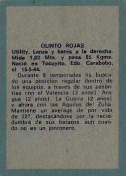 1970 Ovenca Venezuelan #170 Olinto Rojas Back