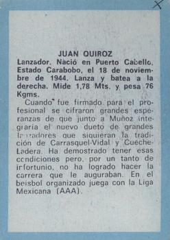 1970 Ovenca Venezuelan #172 Juan Quiroz Back
