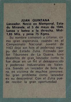 1970 Ovenca Venezuelan #173 Juan Quintana Back