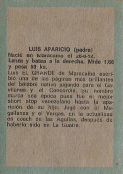 1970 Ovenca Venezuelan #177 Luis Aparicio Sr. Back