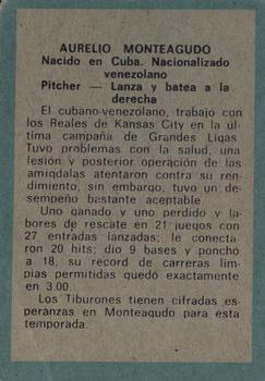 1970 Ovenca Venezuelan #202 Aurelio Monteagudo Back