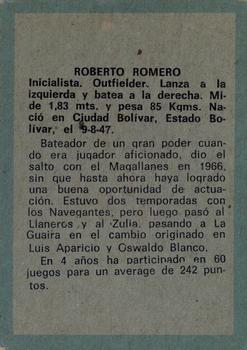 1970 Ovenca Venezuelan #209 Roberto Romero Back