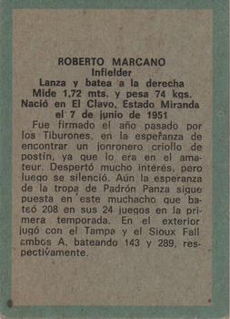 1970 Ovenca Venezuelan #212 Roberto Marcano Back