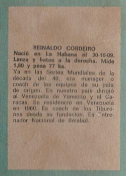 1970 Ovenca Venezuelan #218 Reinaldo Cordeiro Back