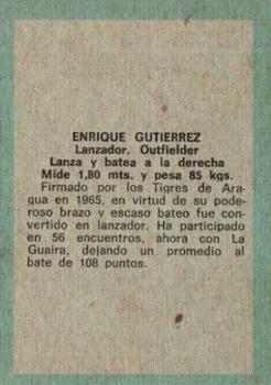 1970 Ovenca Venezuelan #225 Enrique Gutierrez Back