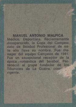 1970 Ovenca Venezuelan #252 Manuel Malpica Back