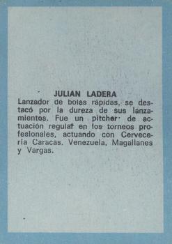 1970 Ovenca Venezuelan #258 Julian Ladera Back