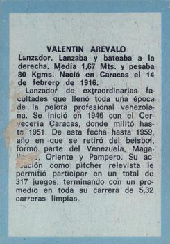 1970 Ovenca Venezuelan #263 Valentin Arevalo Back