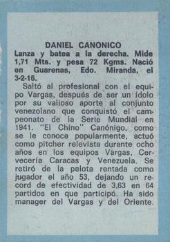 1970 Ovenca Venezuelan #275 Daniel Canonico Back