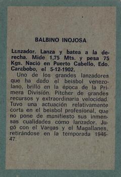 1970 Ovenca Venezuelan #283 Balbino Inojosa Back