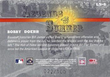 2003 Donruss Signature - Legends of Summer Century #LS-8 Bobby Doerr Back