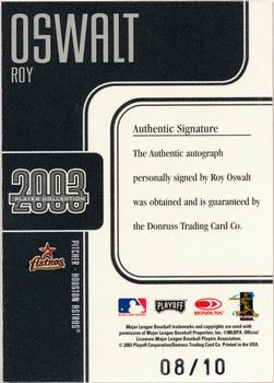 2003 Donruss Signature - Player Collection Autographs #NNO Roy Oswalt Back