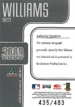 2003 Donruss Signature - Player Collection Autographs #NNO Matt Williams Back