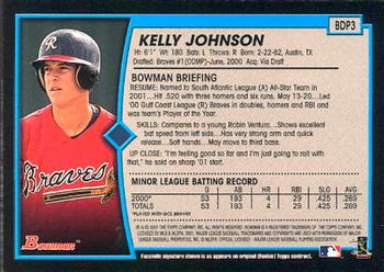 2001 Bowman Draft Picks & Prospects #BDP3 Kelly Johnson Back