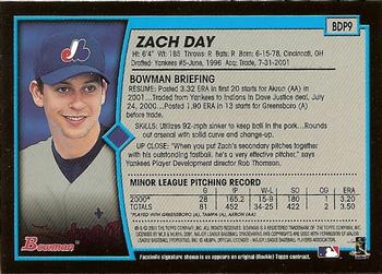 2001 Bowman Draft Picks & Prospects #BDP9 Zach Day Back