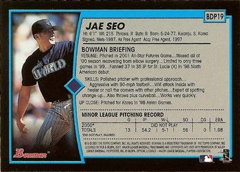 2001 Bowman Draft Picks & Prospects #BDP19 Jae Seo Back