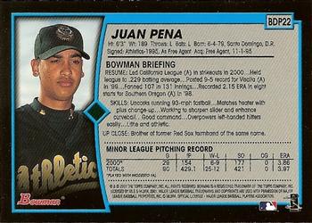 2001 Bowman Draft Picks & Prospects #BDP22 Juan Pena Back