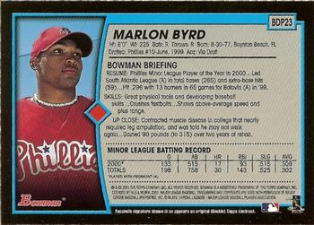 2001 Bowman Draft Picks & Prospects #BDP23 Marlon Byrd Back