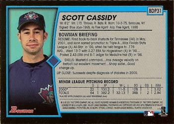 2001 Bowman Draft Picks & Prospects #BDP31 Scott Cassidy Back